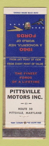 Matchbook Cover - 1960 Ford Pittsville MD WORN