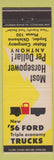 Matchbook Cover - 1956 Ford Trucks Anthony Motors Snyder OK low phone
