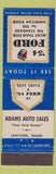 Matchbook Cover - 1954 Ford Adams Auto Lewiston ID
