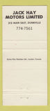 Matchbook Cover - 1974 Ford Pinto Jack Hay Dunnville ON 30 Strike
