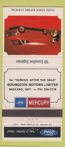 Matchbook Cover - 1969 Ford Econoline Midland ON WEAR 30 Strike