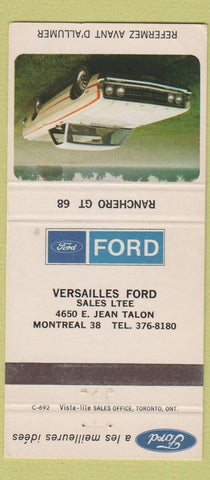Matchbook Cover - 1968 Ford Ranchero Montreal QC WORN 30 Strike