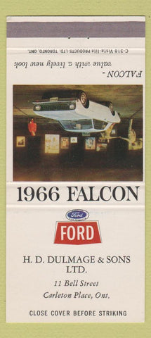Matchbook Cover - 1966 Ford Falcon Carleton Place ON 30 Strike