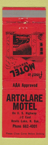 Matchbook Cover - Artclare Motel Devils Lake ND