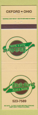 Matchbook Cover - Attraction's Restaurant Oxford OH