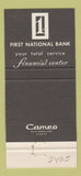 Matchbook Cover - 1st National Bank Lexington MS 30 Strike