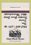 Matchbook Cover - Athol Steak House Athol MA 40 Strike