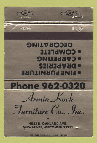 Matchbook Cover - Armin Koch Furniture Milwaukee WI 40 Strike
