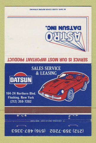 Matchbook Cover - Astro Datsun Cars Flushing NY 40 Strike