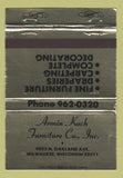 Matchbook Cover - Armin Koch Furniture Milwaukee WI 40 Strike GOLD