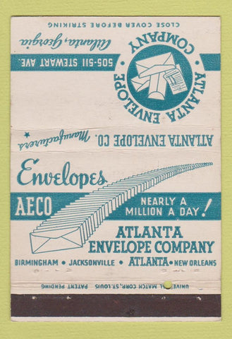 Matchbook Cover - Atlanta Envelope GA 40 Strike