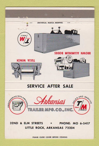 Matchbook Cover - Arkansas Trailer Little Rock AR WEAR 40 Strike