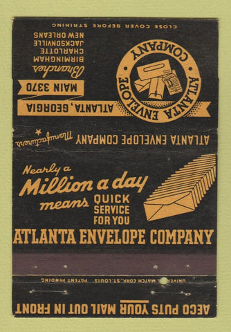 Matchbook Cover - Atlanta GA Envelope Company 40 Strike