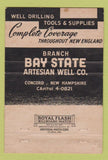 Matchbook Cover - Artesian Well Supply East Providence RI 40 Strike