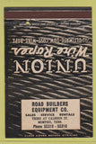 Matchbook Cover - Union Wire Rope Road Builders Memphis TN 40 Strike