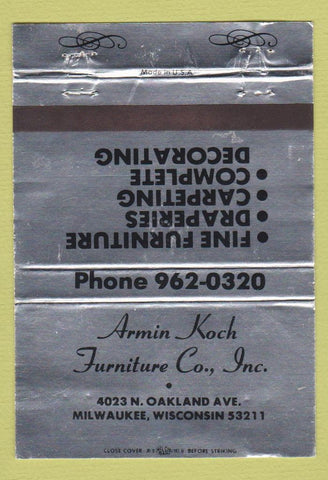 Matchbook Cover - Armin Koch Furniture Milwaukee WI WEAR 40 Strike