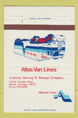 Matchbook Cover - Atlas Van Lines Trucking Detroit MI 40 Strike