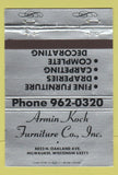 Matchbook Cover - Armin Koch Furniture Milwaukee WI 40 Strike