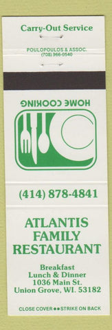 Matchbook Cover - Atlantis Family Restaurant Union Grove WI