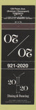 Matchbook Cover - 20 20 Restaurant Toronto ON
