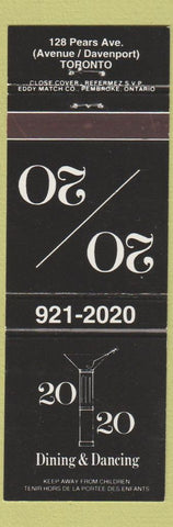 Matchbook Cover - 20 20 Restaurant Toronto ON