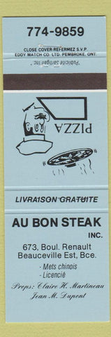 Matchbook Cover - Au Bon Steak Beauceville QC pizza