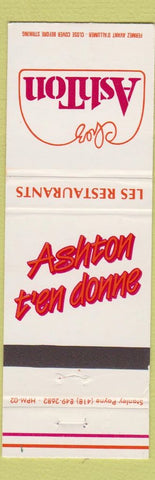 Matchbook Cover - Ashton Restaurant Ste Foy Beauport Laval QC