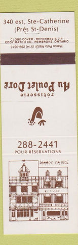Matchbook Cover - Au Poulet Dore Chicken QC