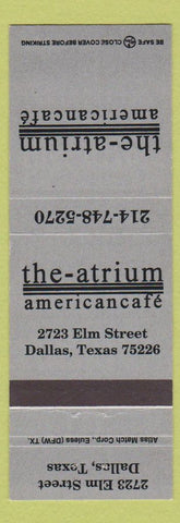 Matchbook Cover - Atrium American Cafe Dallas TX