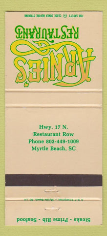Matchbook Cover - Arnie's Restaurant Myrtle Beach SC 30 Strike