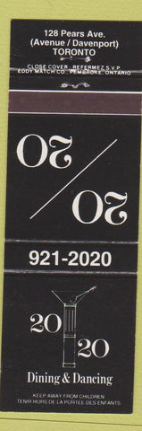 Matchbook Cover - 20 20 Restaurant Toronto ON