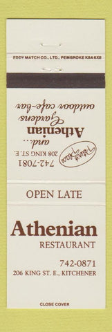 Matchbook Cover - Athenian Restaurant Kitchener ON