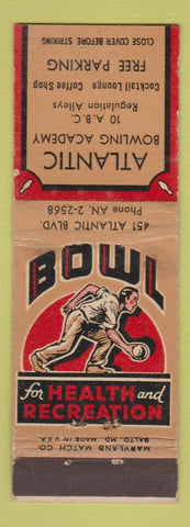 Matchbook Cover - Atlantic Bowling Academy WEAR