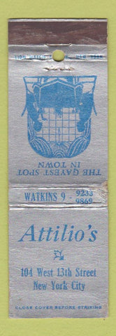 Matchbook Cover - Attilio's New York City WORN