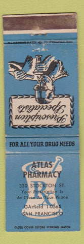 Matchbook Cover - Atlas Pharmacy Drugs San Francisco CA WORN