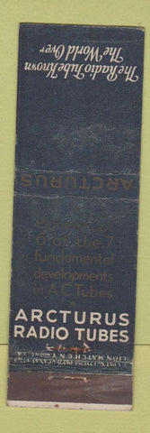 Matchbook Cover - Arcturus Raido Tubes Lion Canada 1929 WEAR