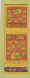 Matchbook Cover - Aristocrat J Kinderman Sons Philadelphia PA made in Japan WORN