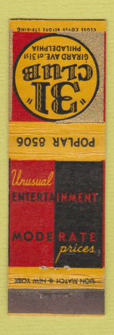 Matchbook Cover - 31 Club Philadelphia PA Midget