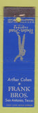 Matchbook Cover - Arthur Cohen Frank Bros Clothes San Antonio TX Midget