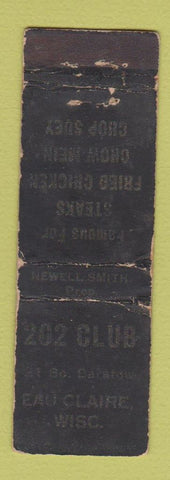 Matchbook Cover - 202 Club Eau Claire WI WORN Midget