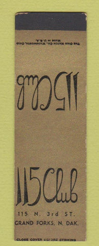 Matchbook Cover - 115 Club Grand Forks ND SAMPLE Midget