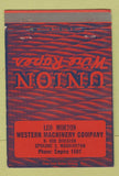 Matchbook Cover - Union Wire Rope Western Machinery Spokane WA 40 Strike