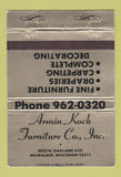 Matchbook Cover - Armin Koch Furniture Milwaukee WI 40 Strike