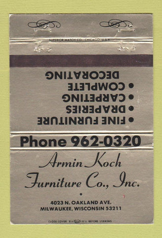 Matchbook Cover - Armin Koch Furniture Milwaukee WI 40 Strike