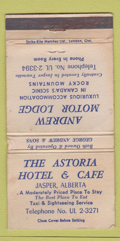 Matchbook Cover - Astoria Hotel Cafe Jasper AB WORN 30 Strike