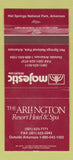 Matchbook Cover - Arlington Resort Hotel Hot Springs National Park AR 30 Strike