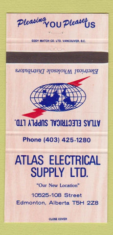 Matchbook Cover - Atlas Electrical Supply Edmonton AB 30 Strike