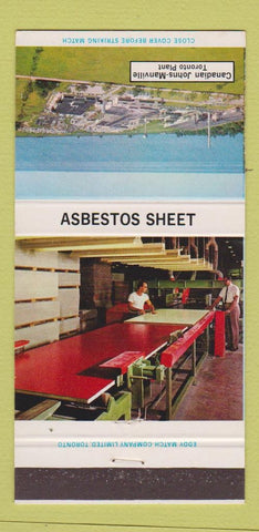 Matchbook Cover - Asbestos Sheet Toronto ON Manville Canadian Johns 30 Strike