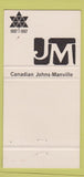 Matchbook Cover - Asbestos Sheet Toronto ON Manville Canadian Johns 30 Strike