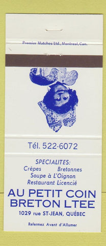 Matchbook Cover - Au Petit Coin Breton Ltee St Jean QC 30 Strike